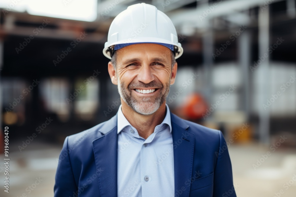 Portrait of a middle aged businessman on construction site Portrait of a middle aged businessman on construction site