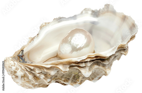 PNG Lustrous pearl inside open oyster photo