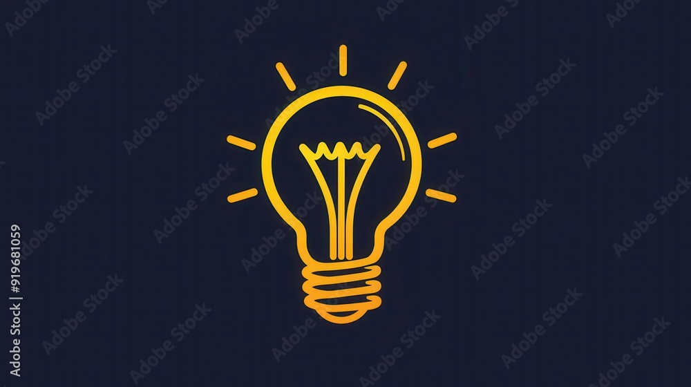 Simple lightbulb outline glowing softly, bright idea, creativity potential Simple lightbulb outline glowing softly, bright idea, creativity potential