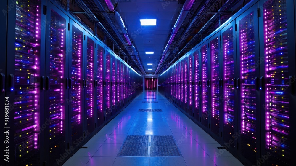 Server Room with Purple Lights Server Room with Purple Lights