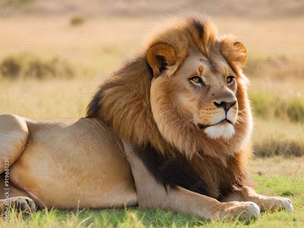 photo beautiful african male lion in jungle Generative AI photo beautiful african male lion in jungle Generative AI