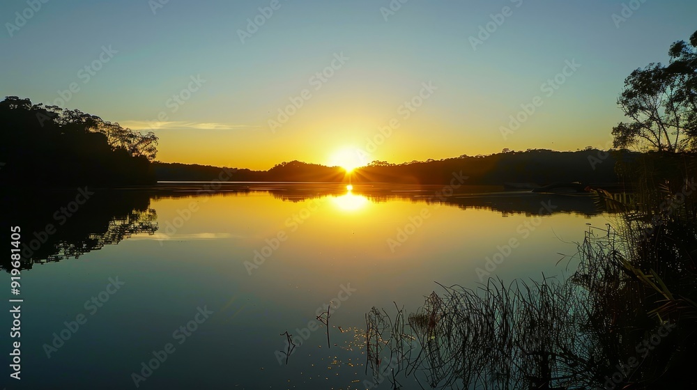 A picturesque sunset casts a warm glow over a tranquil lake, its reflection mirroring the beauty of the sky. Silhouetted trees line the shoreline, creating a sense of peaceful solitude. A picturesque sunset casts a warm glow over a tranquil lake, its reflection mirroring the beauty of the sky. Silhouetted trees line the shoreline, creating a sense of peaceful solitude.