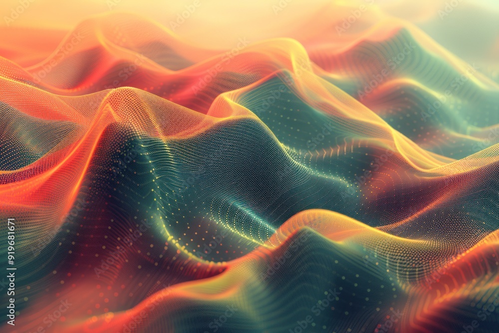 Fototapeta premium A digital landscape with vibrant colors and a dynamic, flowing texture