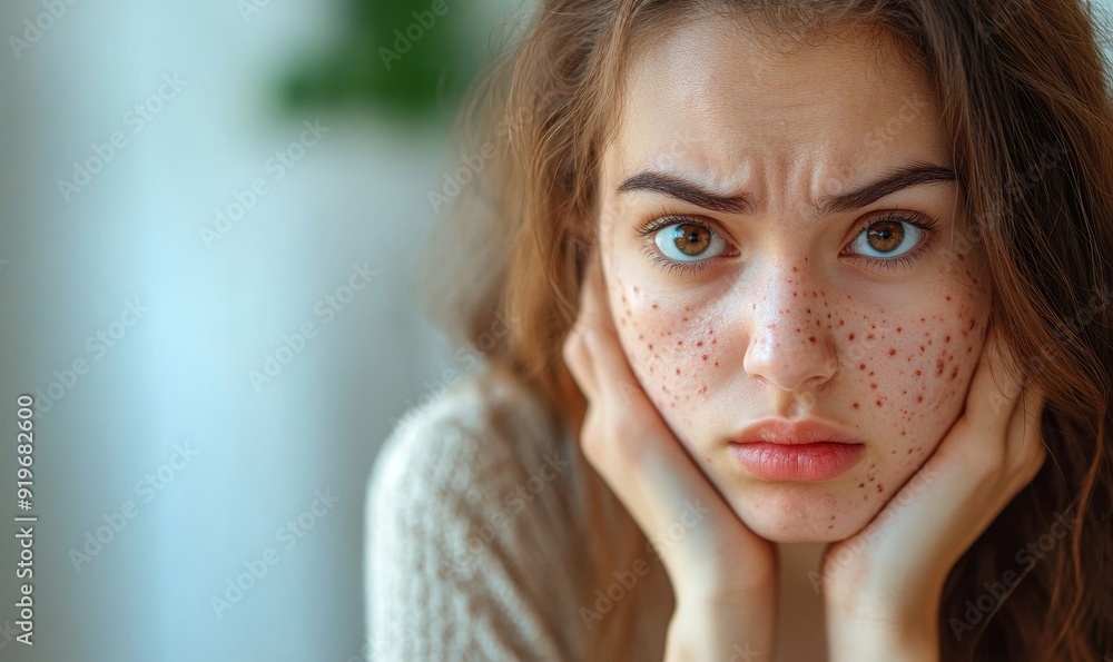 Woman with skin problems, Generative AI Woman with skin problems, Generative AI