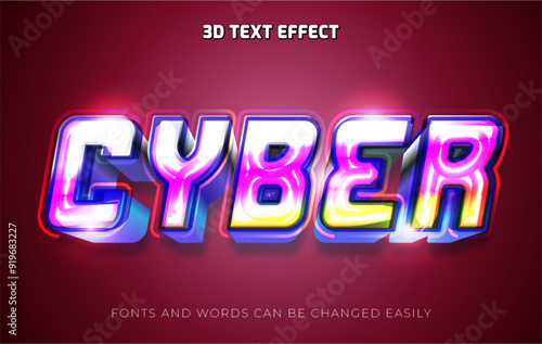 Cyber shine 3d editable text effect style