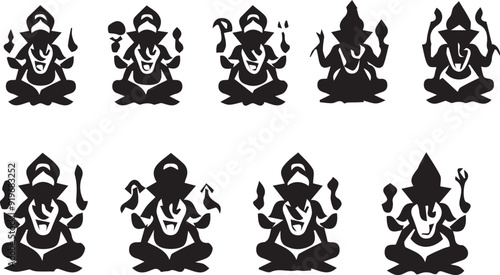 Ganesh Artistic Silhouette Elements in Black