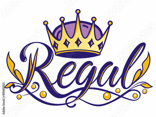 Regal calligraphy crown sign. King, queen, princess and royal luxury emblems with hand drawn crowns. Crowned text vector set. Doodle premium, luxury or top accessory as tiara or diadem
