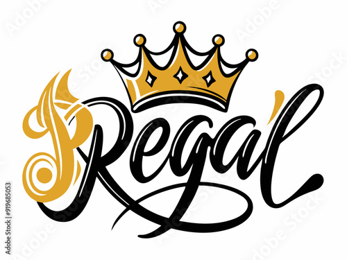 Regal calligraphy crown sign. King, queen, princess and royal luxury emblems with hand drawn crowns. Crowned text vector set. Doodle premium, luxury or top accessory as tiara or diadem
