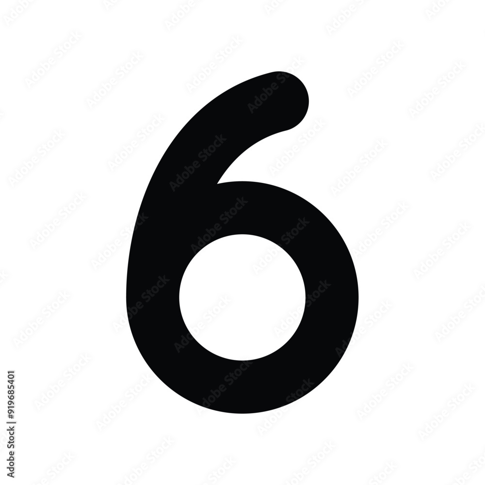 SIX icon glyph with white background vector stock illustration SIX icon glyph with white background vector stock illustration