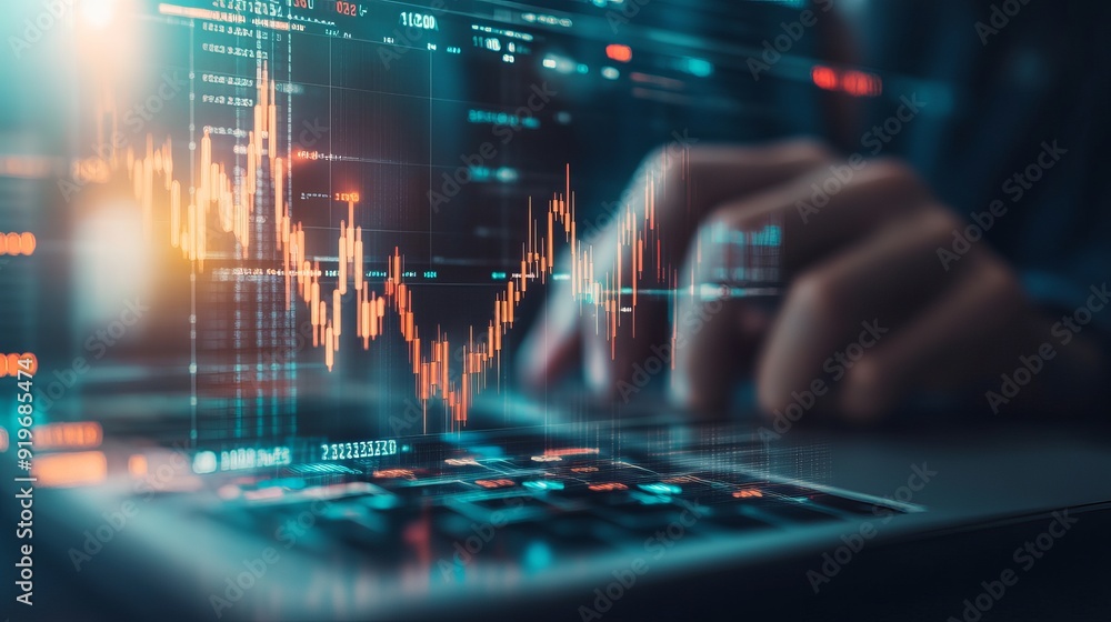 Stock market or forex trading graph and candlestick chart ideal for financial investment concepts Businessman analyzing economic trends providing background for business ideas and design Stock market or forex trading graph and candlestick chart ideal for financial investment concepts Businessman analyzing economic trends providing background for business ideas and design