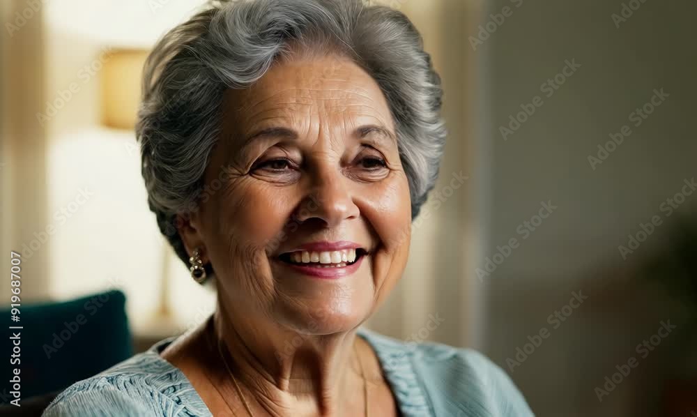 Portrait of a happy senior woman smiling at the camera at home Portrait of a happy senior woman smiling at the camera at home