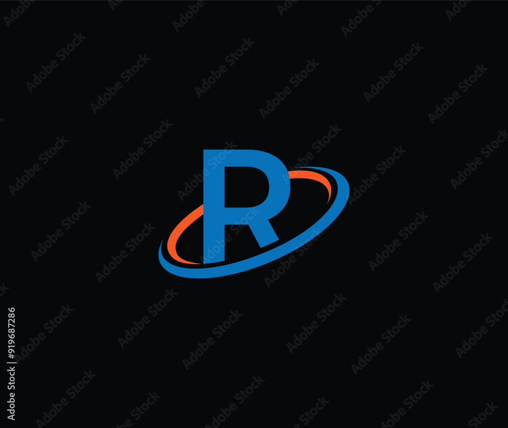 Letter R with circle logo design, abstract R symbol. Initial R with global circle logo template Letter R with circle logo design, abstract R symbol. Initial R with global circle logo template