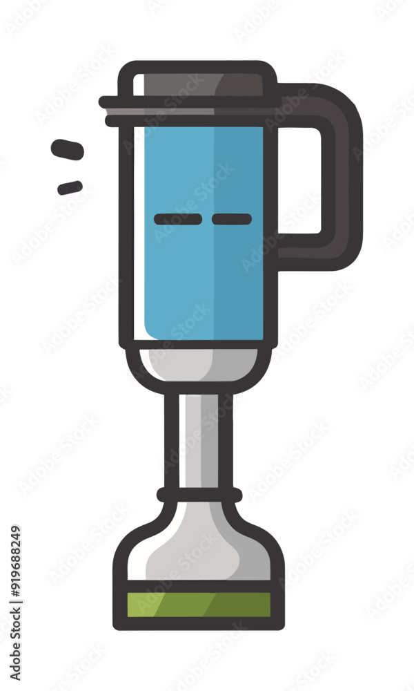 A flat vector illustration of immersion blender or hand mini blender isolated on white background A flat vector illustration of immersion blender or hand mini blender isolated on white background