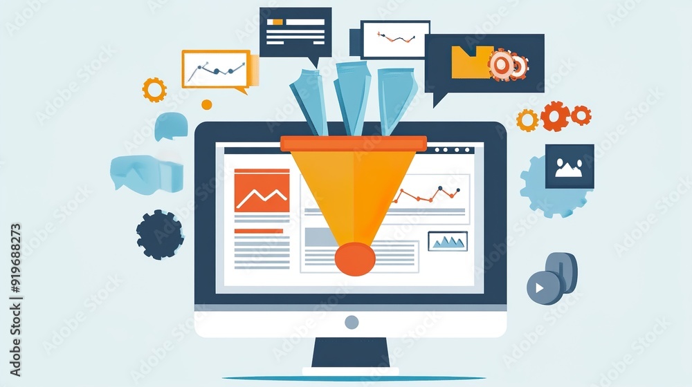 A computer monitor with a funnel on it