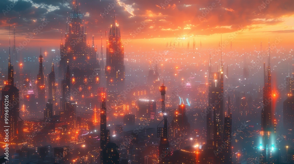 Futuristic Cityscape at Sunset Futuristic Cityscape at Sunset