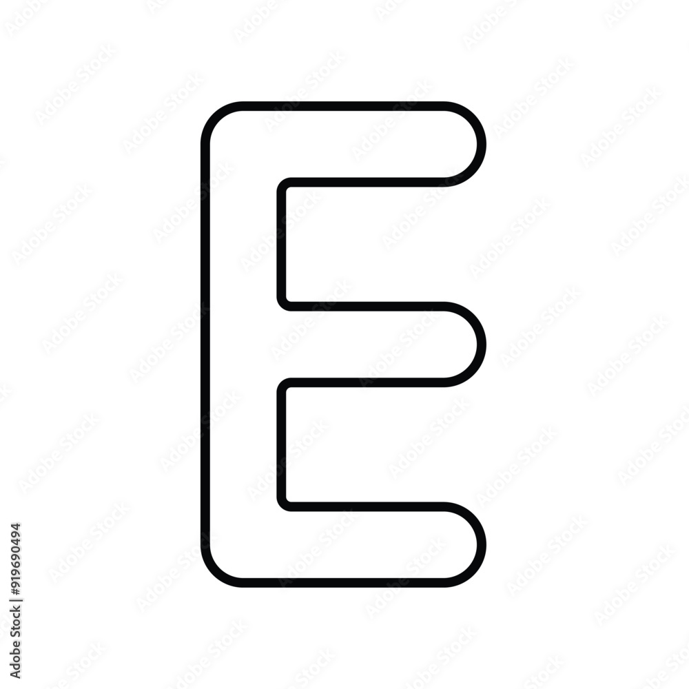 E icon line with white background vector stock illustration E icon line with white background vector stock illustration