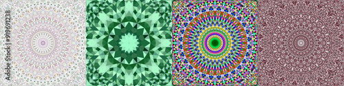 Seamless geometrical mandala pattern set