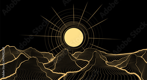 Engraving mountain landscape