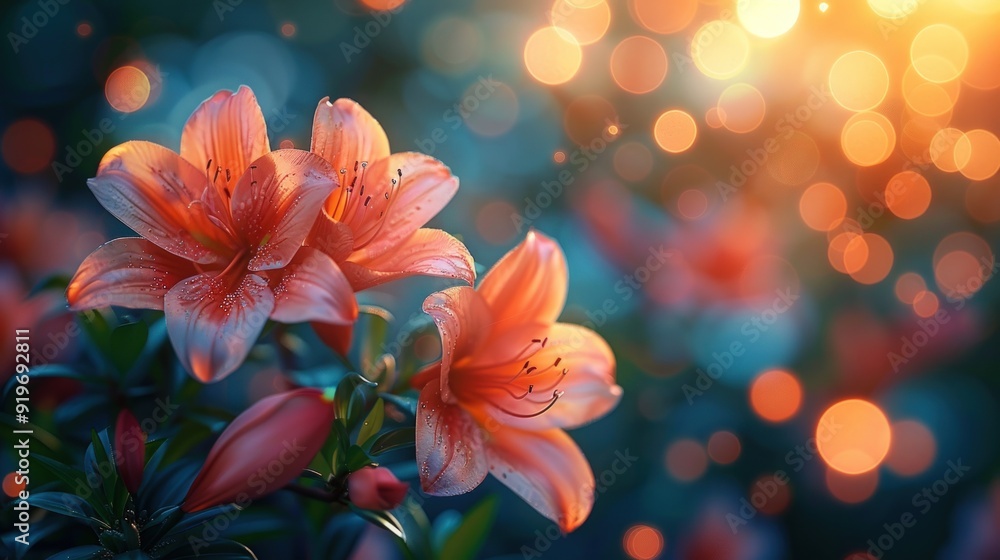 Orange Lilies in the Sunlight. Generate AI image Orange Lilies in the Sunlight. Generate AI image
