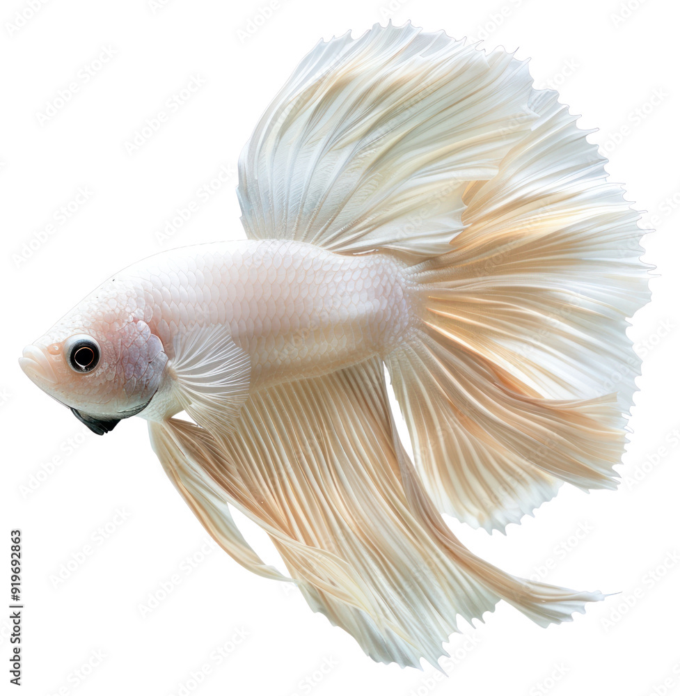 Fototapeta premium PNG Elegant white betta fish