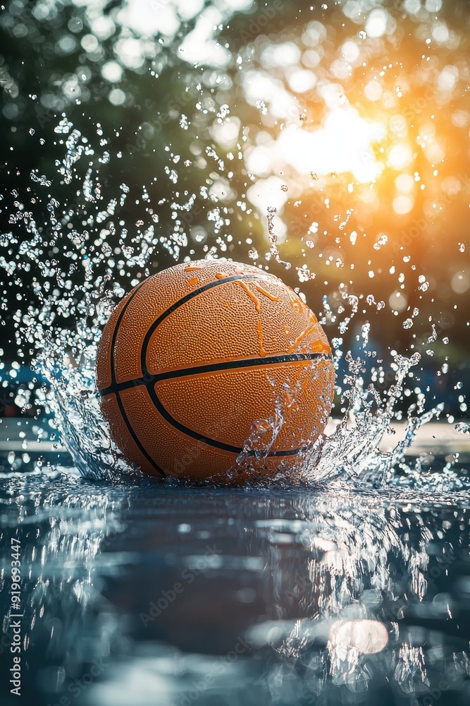 Basketball ball on the cour Basketball ball on the cour