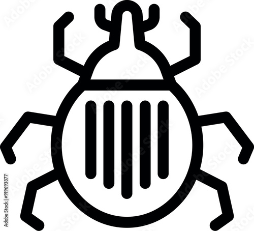 Simple, bold lined icon of a colorado potato beetle, a common garden pest