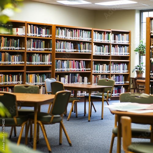 empty old school library