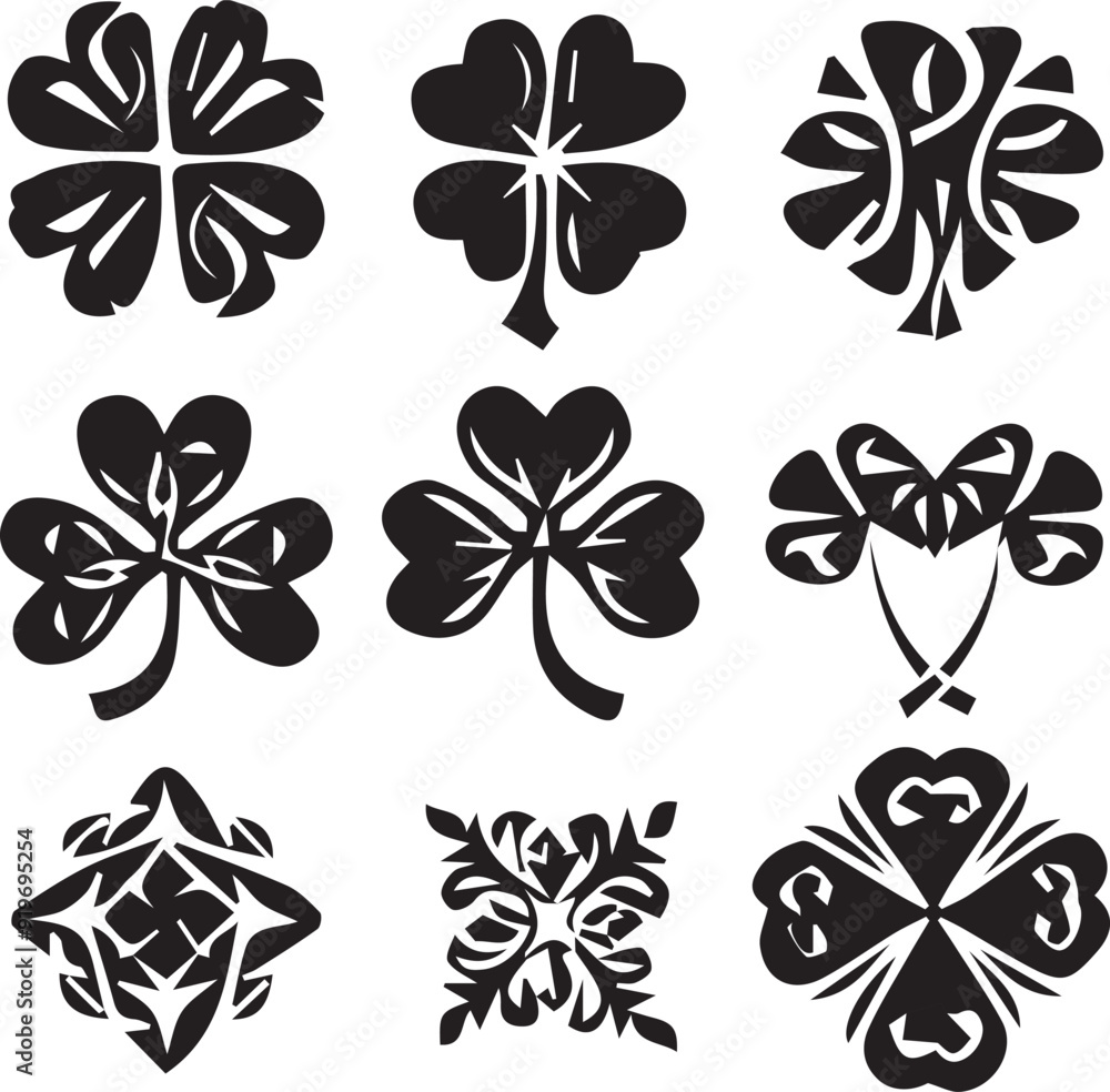 Fototapeta premium Leaf Dark Silhouette Shapes Vector Set