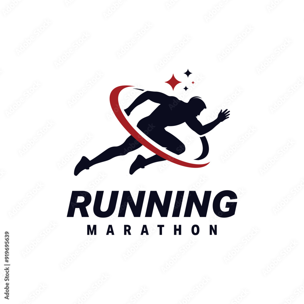 Fototapeta premium Running marathon logo design template