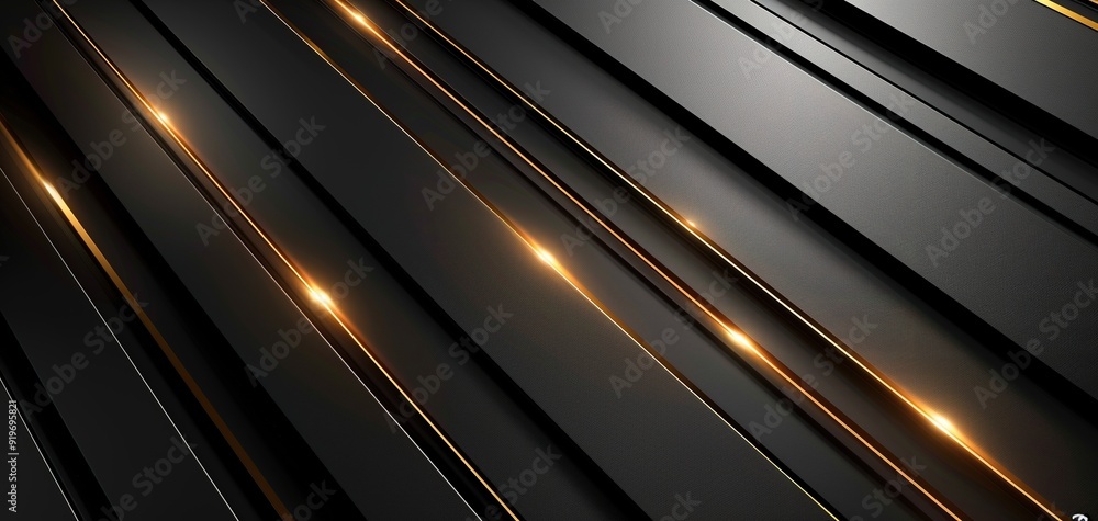 Abstract background with black and gold diagonal stripes and glowing highlights. Abstract background with black and gold diagonal stripes and glowing highlights.