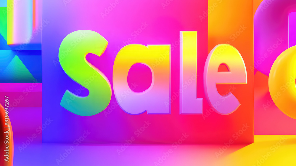 This high-energy image features the word 'Sale' in large, colorful letters set against a bright, vibrant background, capturing attention and excitement for a shopping event. This high-energy image features the word 'Sale' in large, colorful letters set against a bright, vibrant background, capturing attention and excitement for a shopping event.
