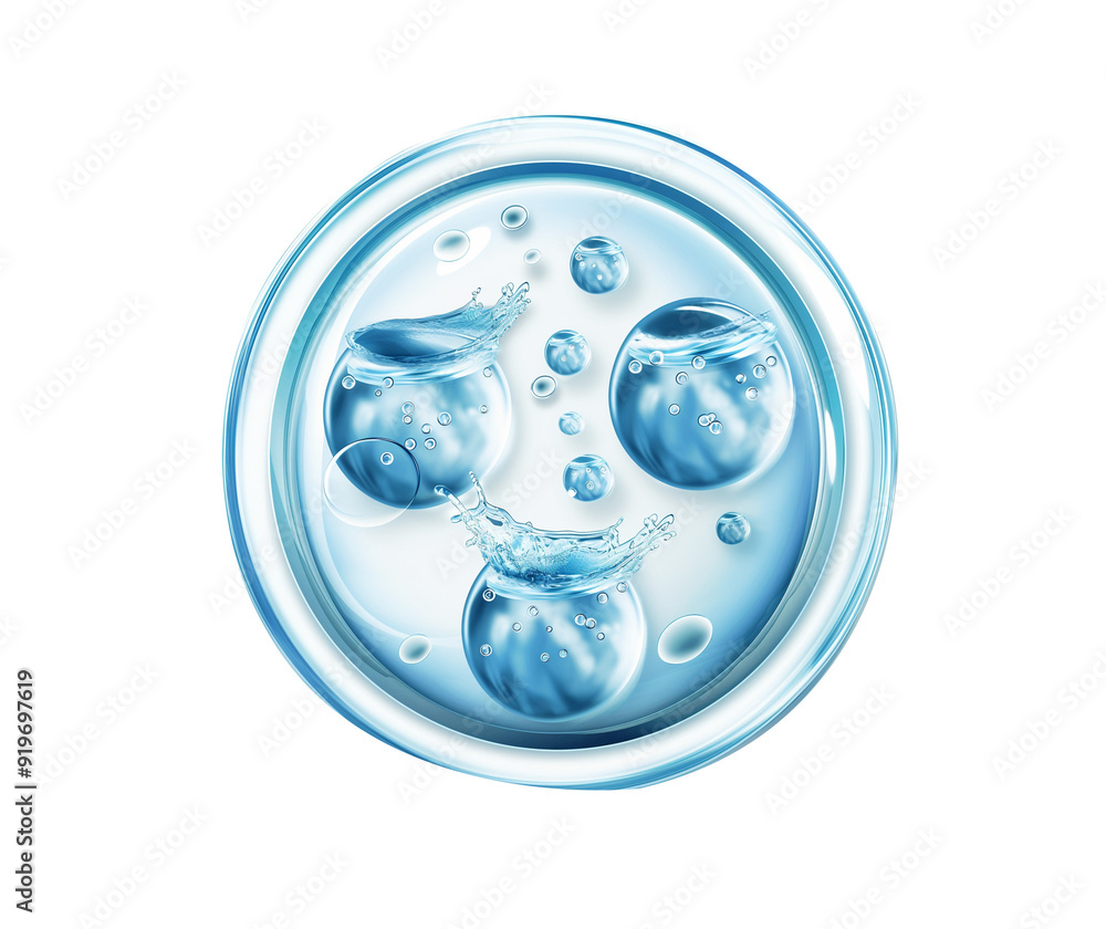 custom made wallpaper toronto digitalMolecules inside bubbles on blue background Collagen serum bubble
