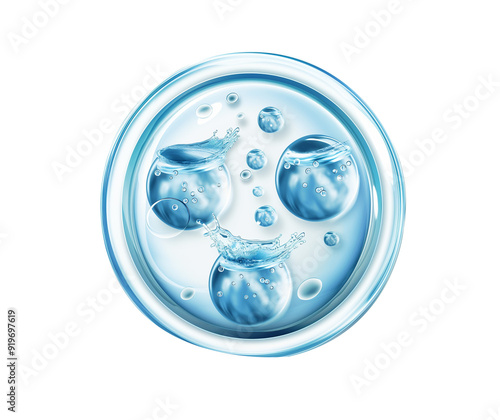 Wallpaper Mural Molecules inside bubbles on blue background Collagen serum bubble
 Torontodigital.ca