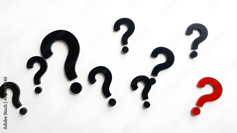 Question marks in front of white background. Generative AI Question marks in front of white background. Generative AI