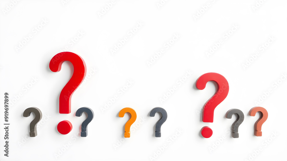 Question marks in front of white background. Generative AI Question marks in front of white background. Generative AI