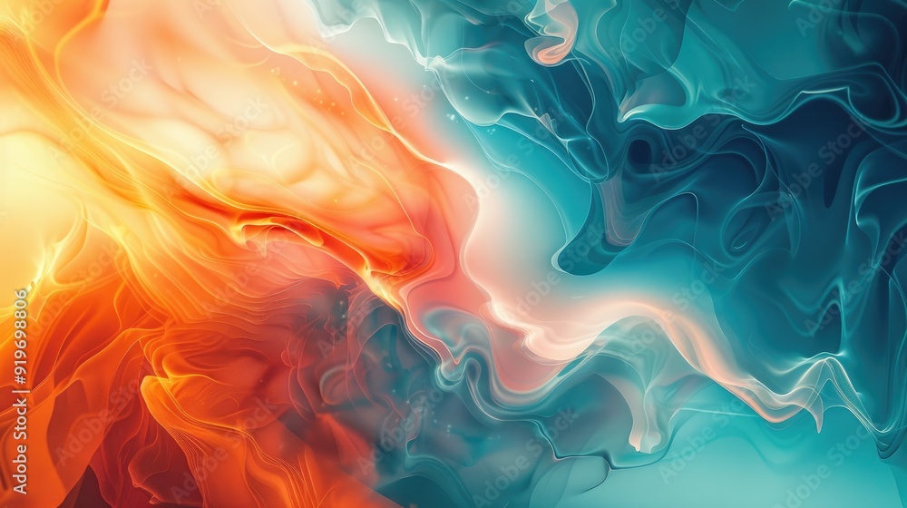 Obraz premium Abstract background of swirling blue and orange hues.