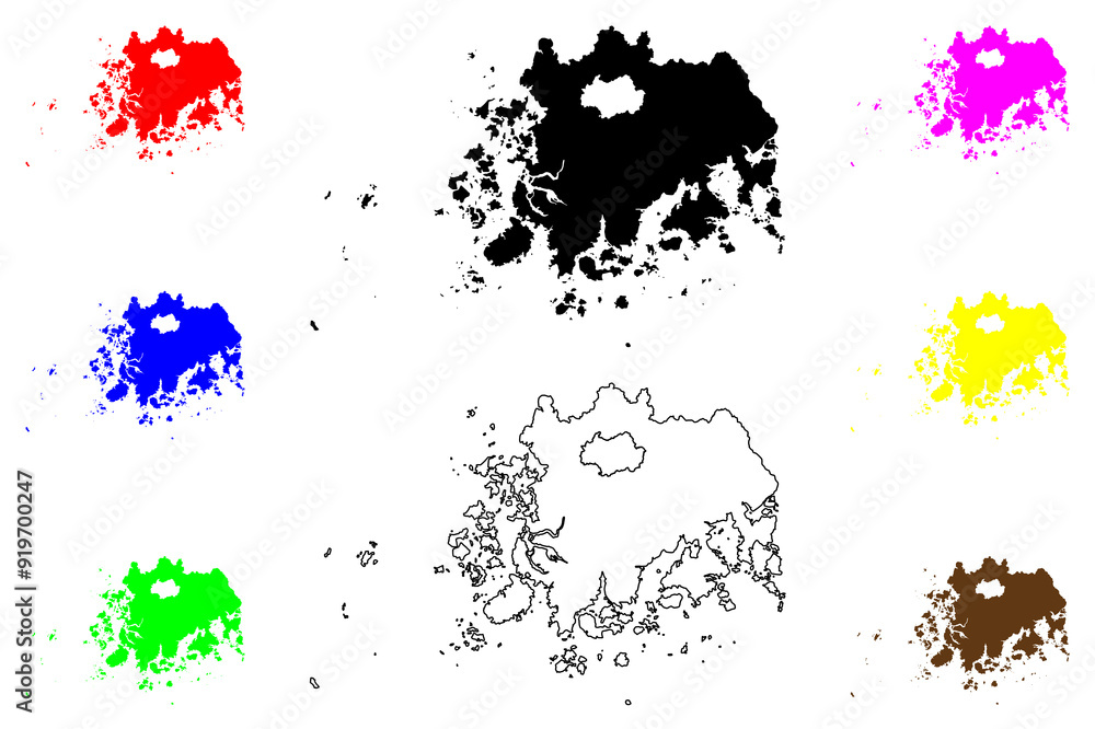 South Jeolla Province (South Korea, Republic of Korea, ROK, Provinces of South Korea) map vector illustration, scribble sketch Jeollanam-do map South Jeolla Province (South Korea, Republic of Korea, ROK, Provinces of South Korea) map vector illustration, scribble sketch Jeollanam-do map