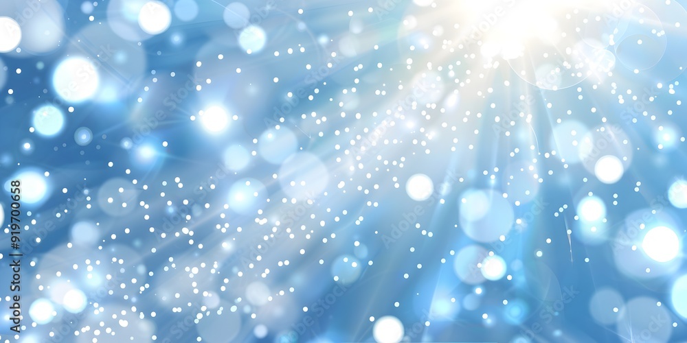 Obraz premium White glowing light effect with blue bokeh on transparent background vector illustration, pastel color theme, png -