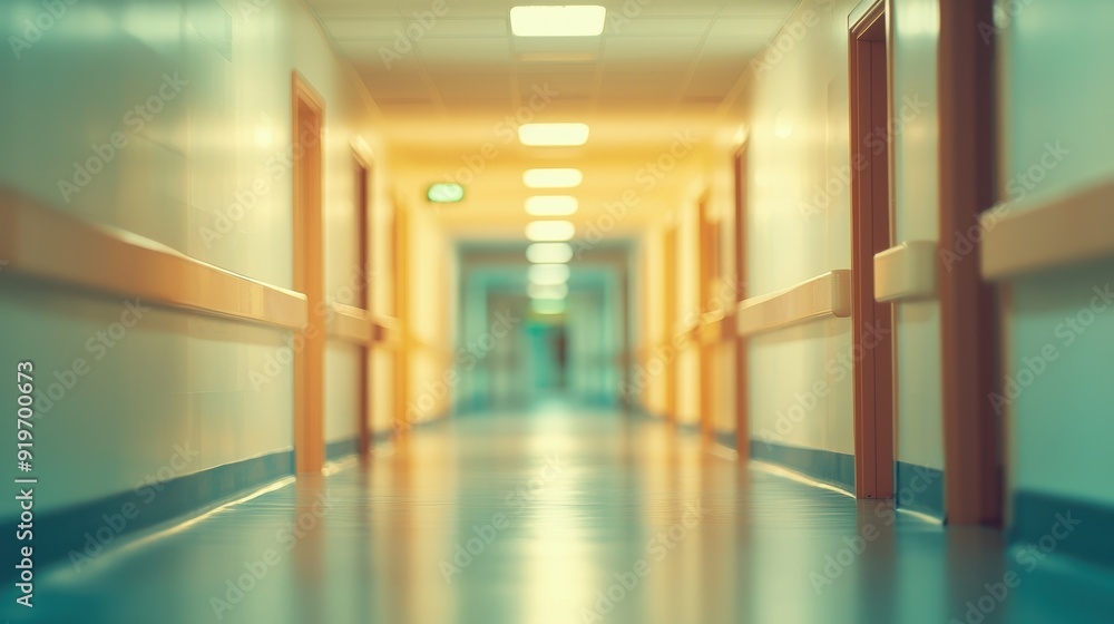 Blur image background of corridor in hospital Blur image background of corridor in hospital