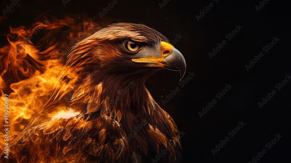 Photo of a fire eagle on a black background Photo of a fire eagle on a black background