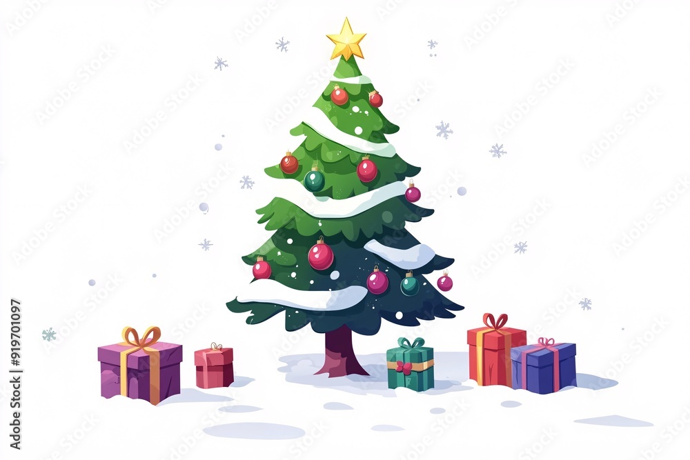 Festive Christmas Tree with Presents Festive Christmas Tree with Presents