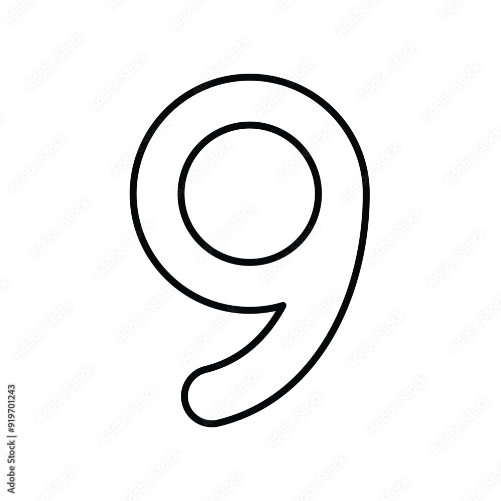 NINE icon line with white background vector stock illustration NINE icon line with white background vector stock illustration