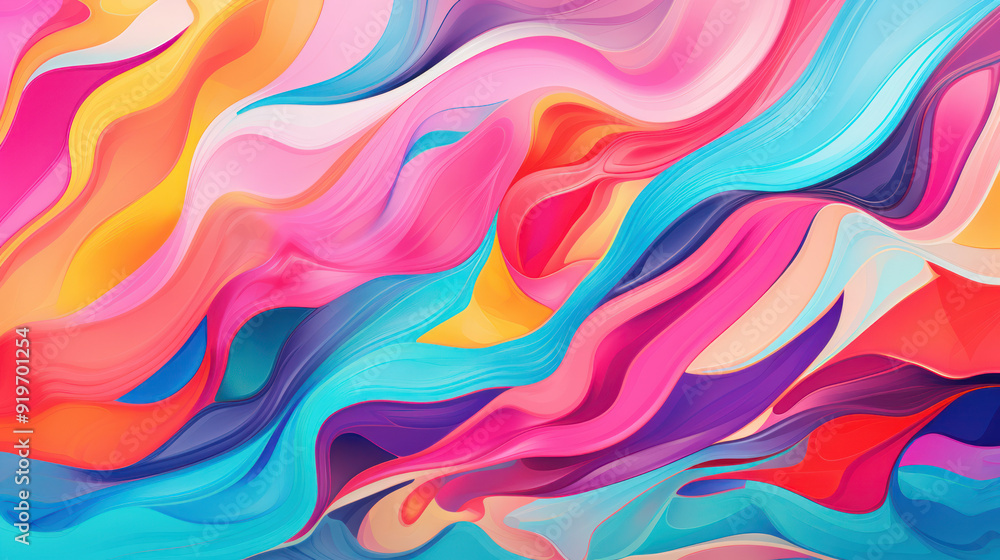 Obraz premium Abstract painting with vibrant colors. Shapes, including circular forms and intricate patterns. Colorful Background.