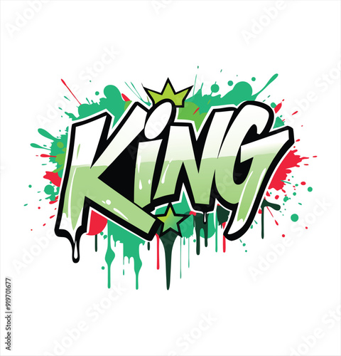 White T-Shirt design With Graffiti style and text