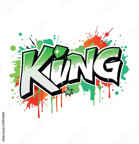 White T-Shirt design With Graffiti style and text
