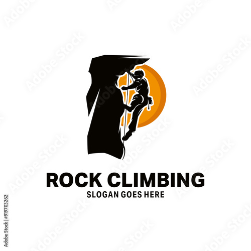 Rock climbing logo design illustration