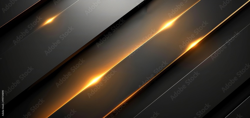 Abstract background with black and gold stripes and glowing light. Abstract background with black and gold stripes and glowing light.