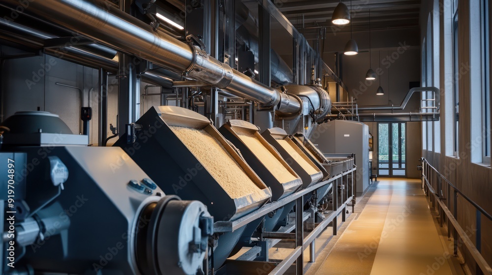 Picture of modern machinery or equipment used in flour production Picture of modern machinery or equipment used in flour production