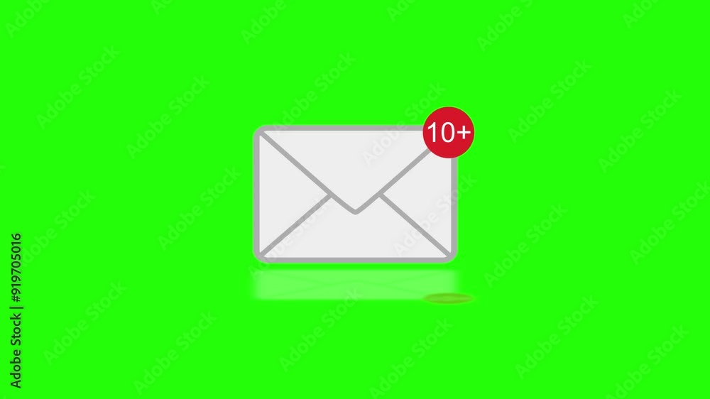 Ten plus message notification popup 3d animation white color green background Ten plus message notification popup 3d animation white color green background