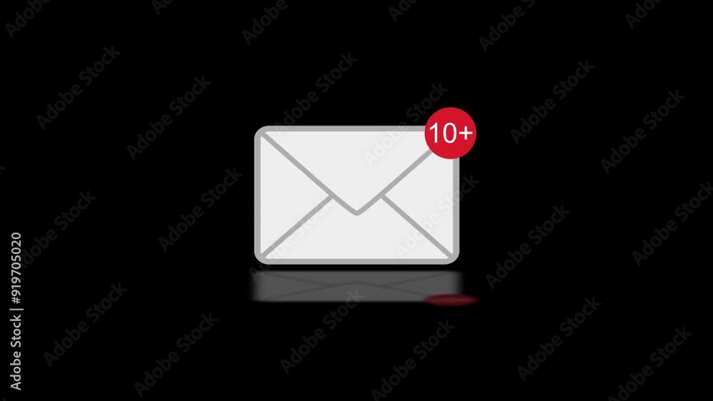 Ten plus message notification popup 3d animation white color black background Ten plus message notification popup 3d animation white color black background